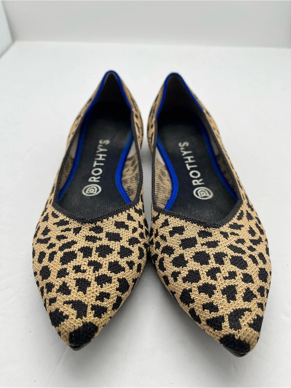 Rothy's The Point Leopard Print Pointed Flats W8 Tan Black Comfort Sustainable